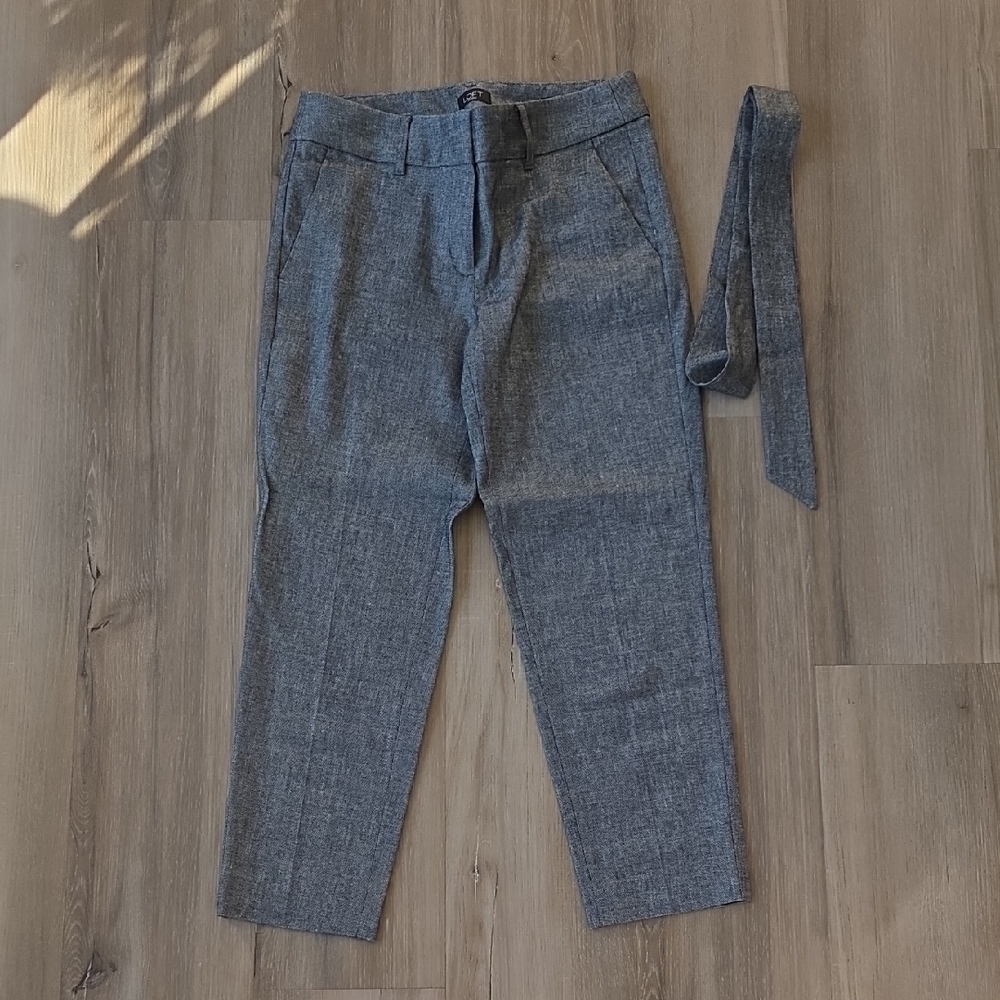 Loft Womens Gray Pants With Tie Belt